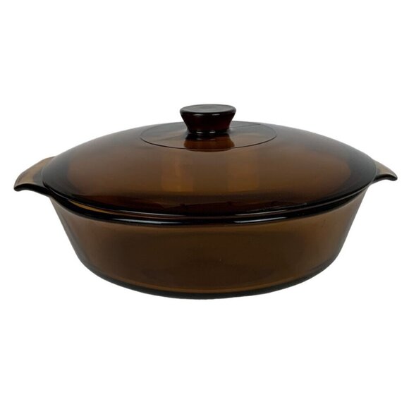 Anchor Hocking Amber Glass 2 Qt Casserole Baking Dish With Lid - Picture 1 of 7